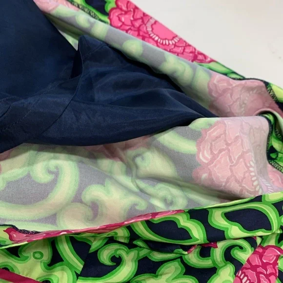 Lilly Pulitzer pink green lattice, floral sleeveless silk dress size small - Picture 9 of 10